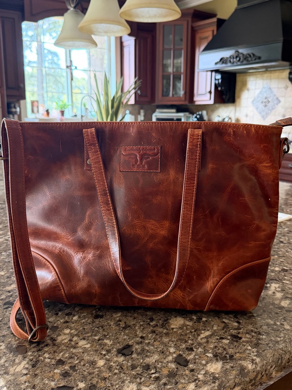 SOB Southernly Obsessed Boutique Genuine Leather Laptop Tote Bag